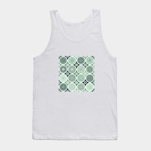 repeating pattern with boho style circles, dark green color Tank Top